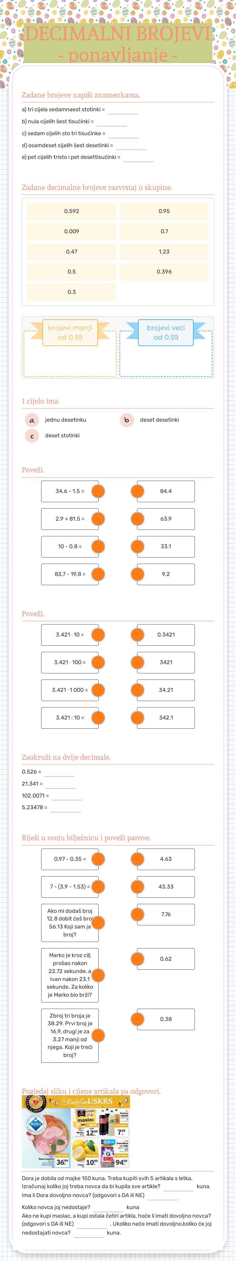 DECIMALNI BROJEVI
- ponavljanje - Grade 5 worksheet preview