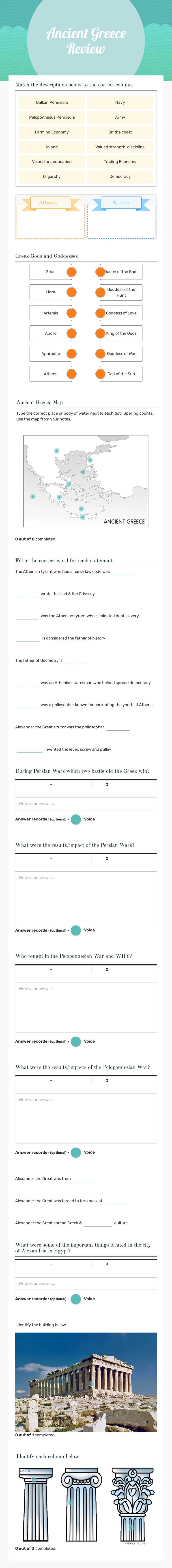 Ancient Greece Review worksheet preview