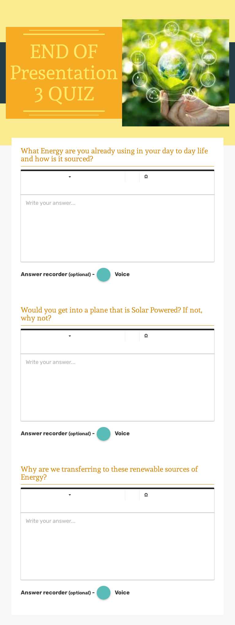 END OF Presentation 3 QUIZ Grade 9 worksheet preview