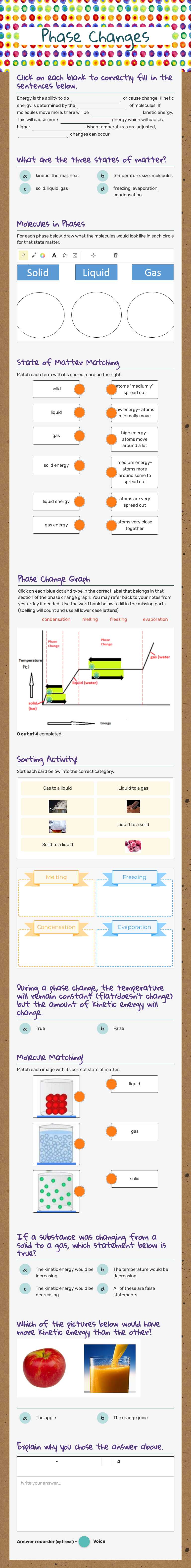 Phase Changes worksheet preview image