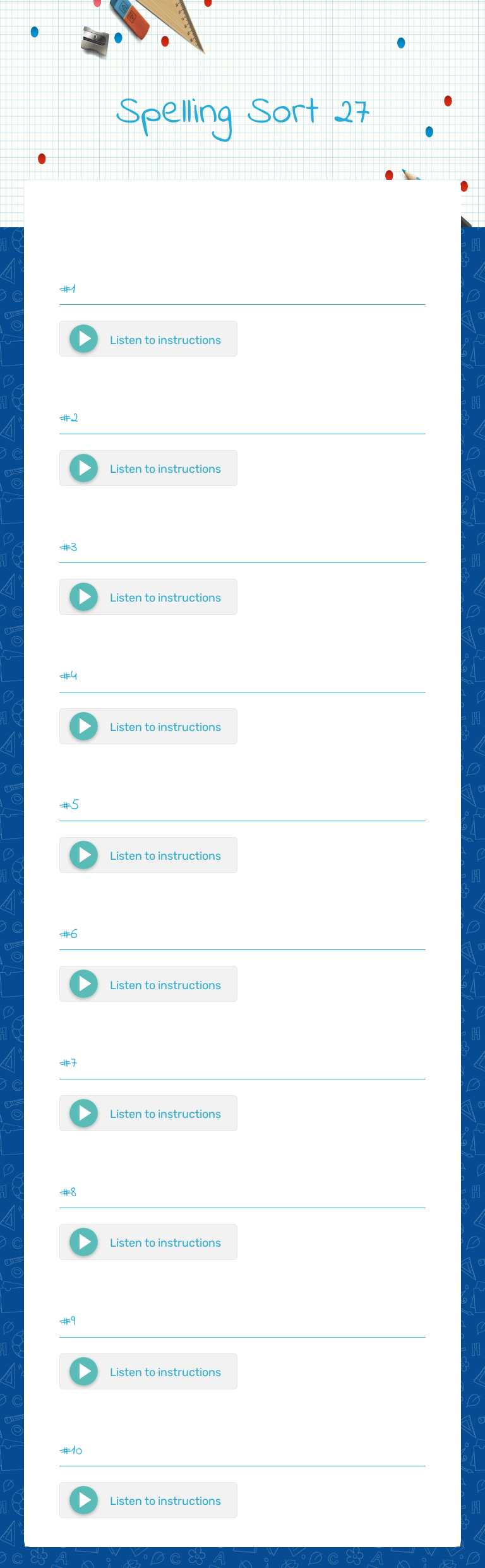 Spelling Sort 27 worksheet preview image