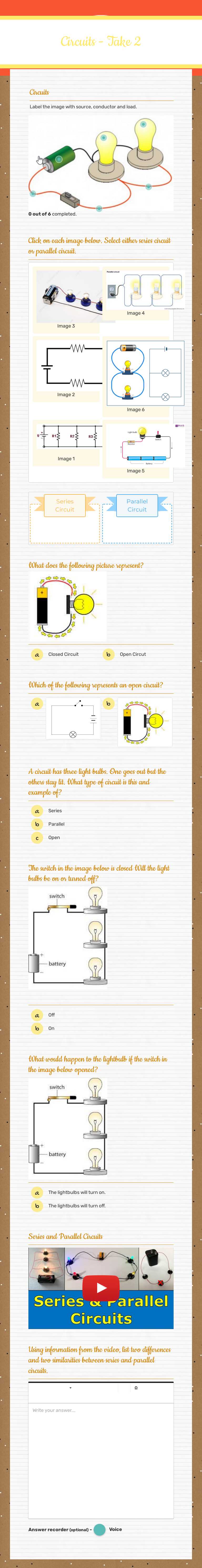 Circuits - Take 2 worksheet preview image