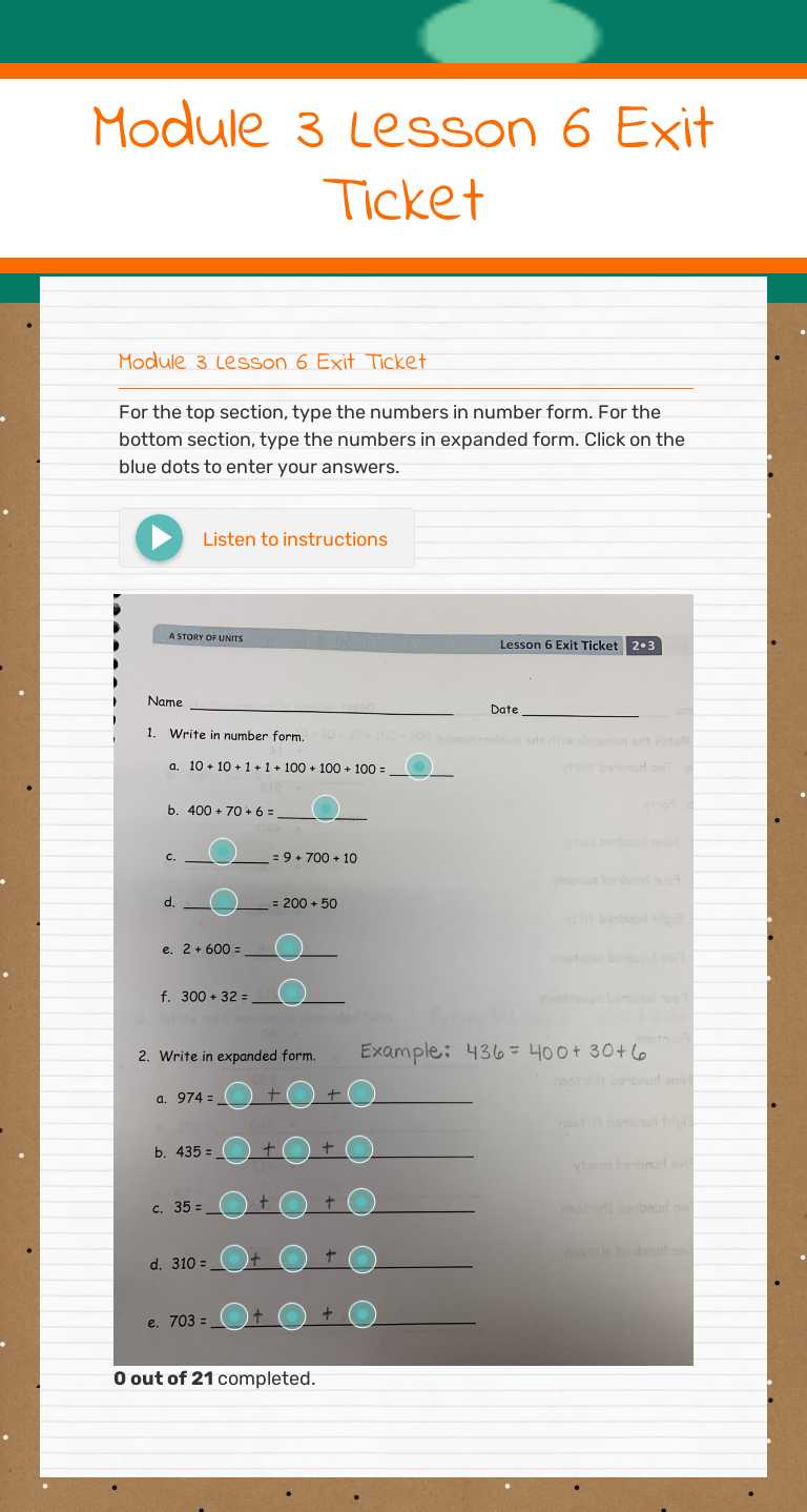 Module 3 Lesson 6 Exit Ticket worksheet preview image