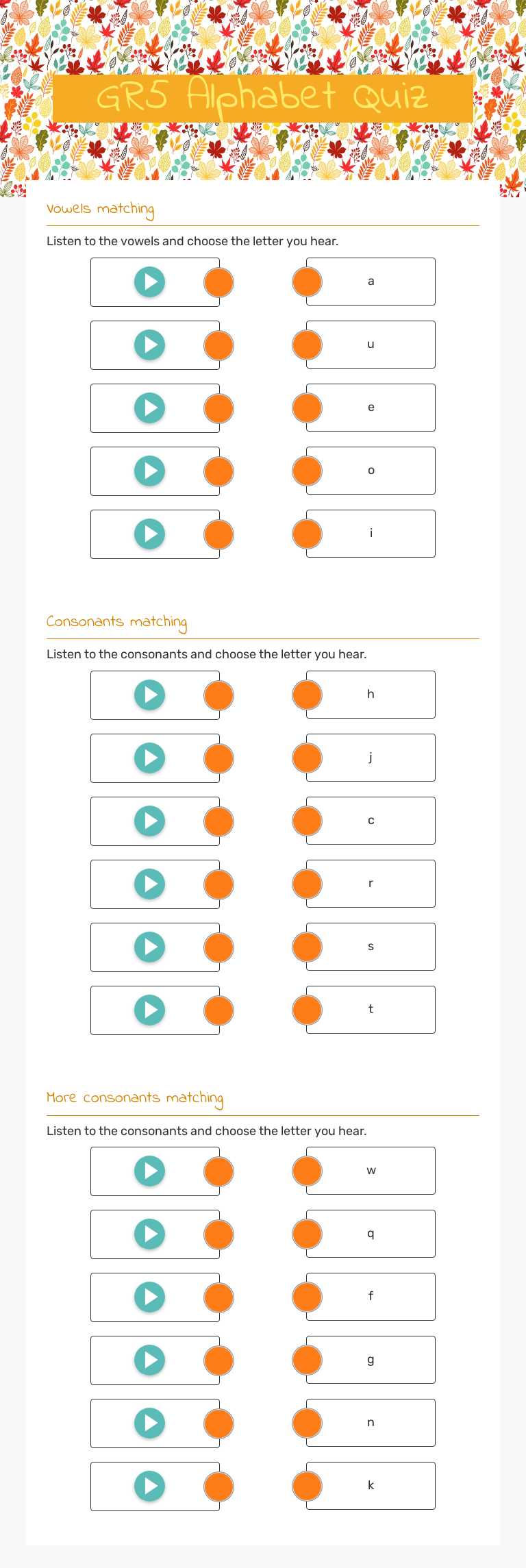 GR5 Alphabet Quiz Grade 5 worksheet preview