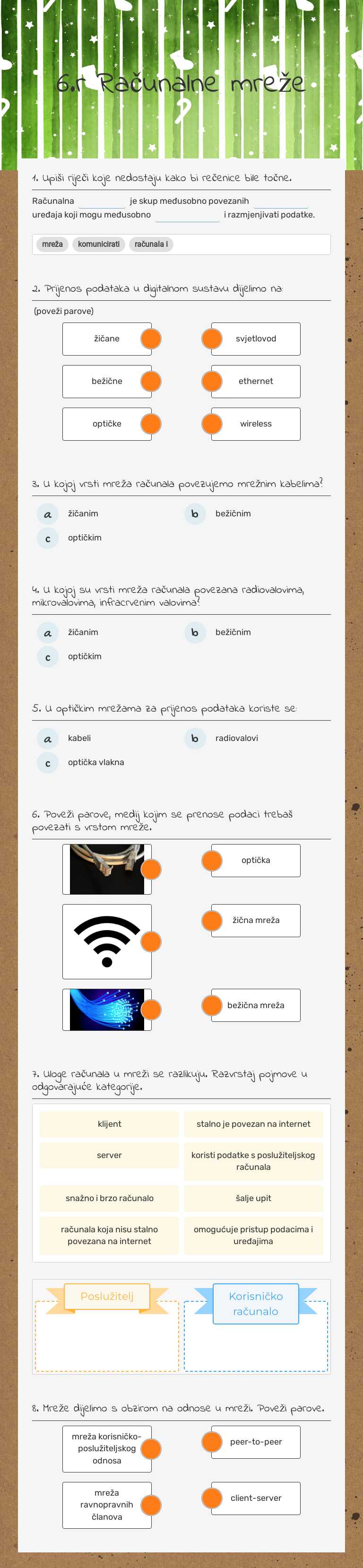 6.r Računalne mreže Grade 6 worksheet preview