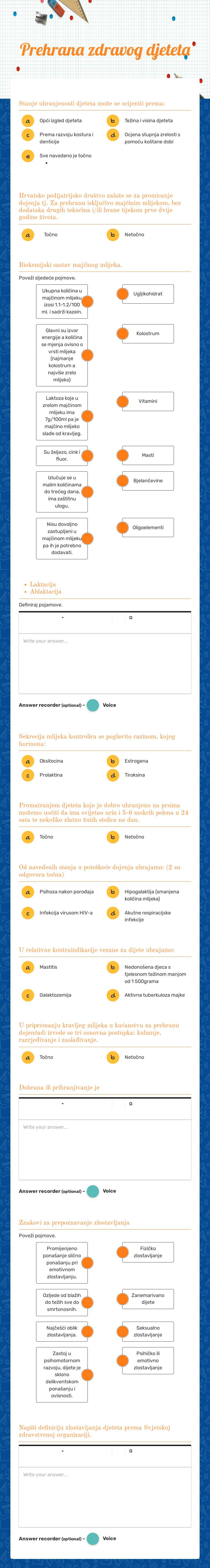 Prehrana zdravog djeteta worksheet preview image