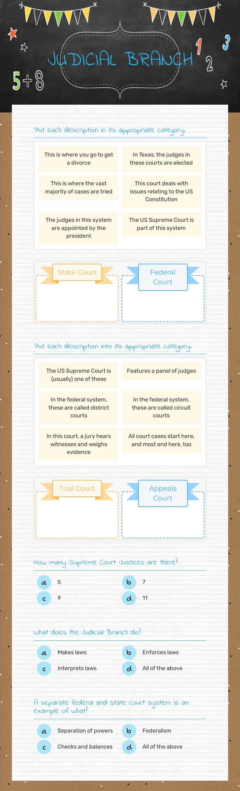 JUDICIAL BRANCH worksheet preview image