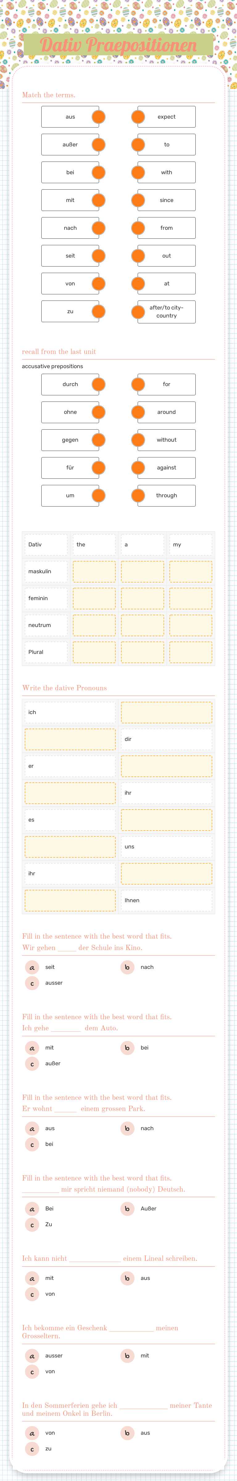 Dativ Praepositionen worksheet preview image
