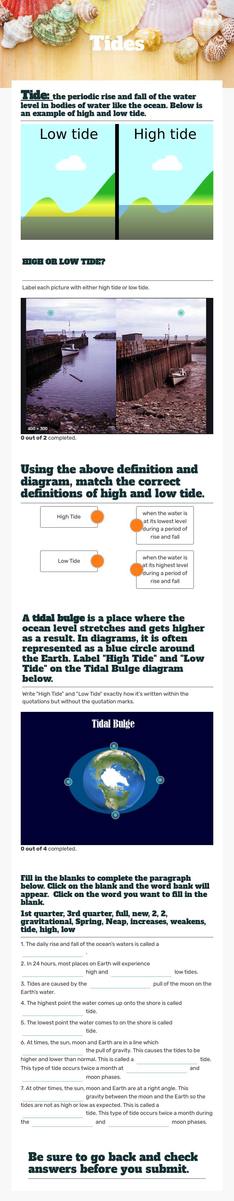 Tides worksheet preview image