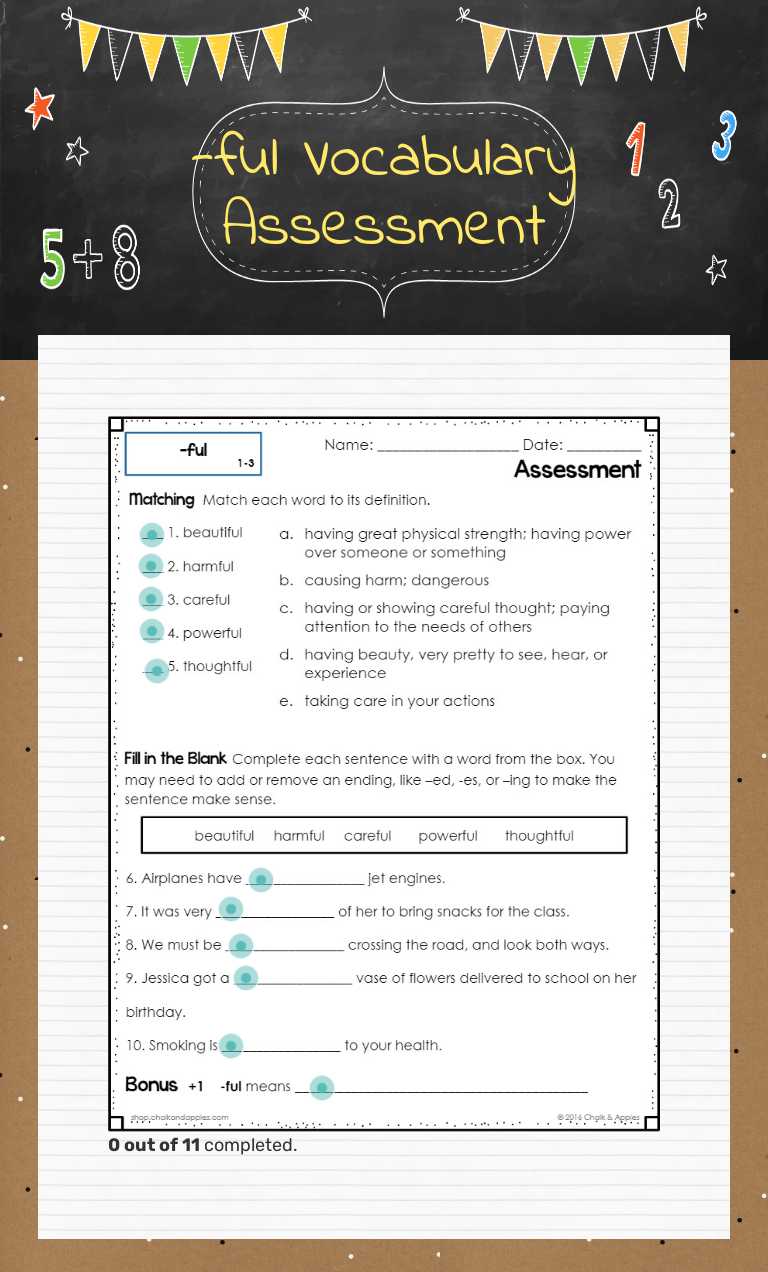 -ful Vocabulary Assessment worksheet preview image