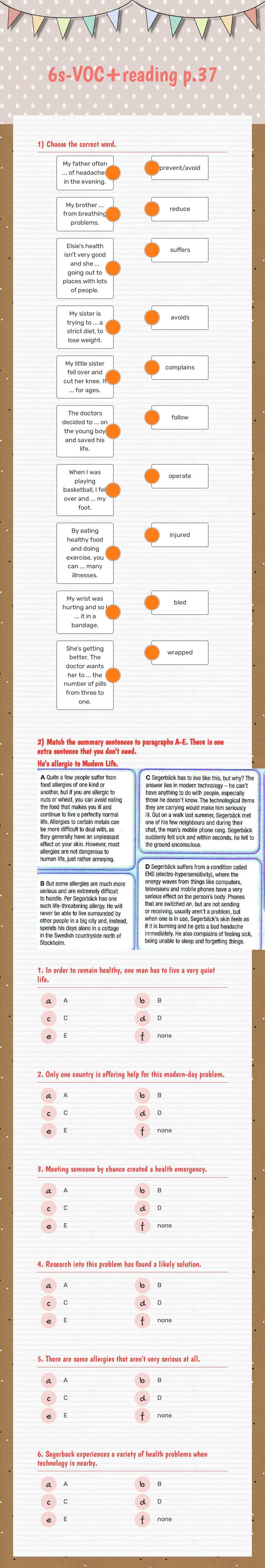 6s-VOC+reading p.37 worksheet preview image