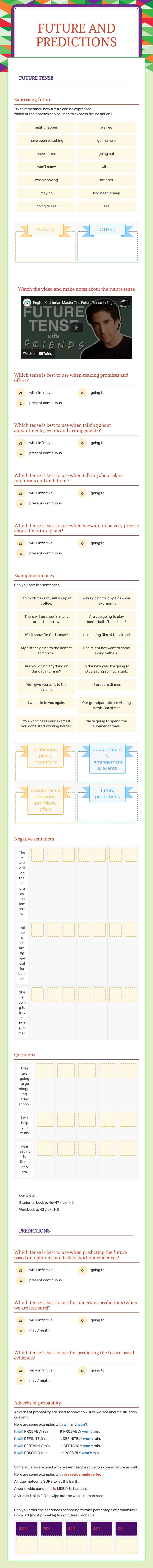 Future and predictions worksheet preview image
