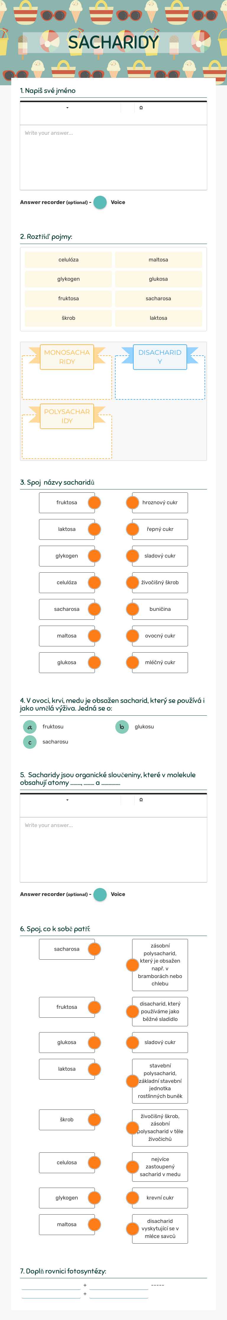 SACHARIDY worksheet preview image