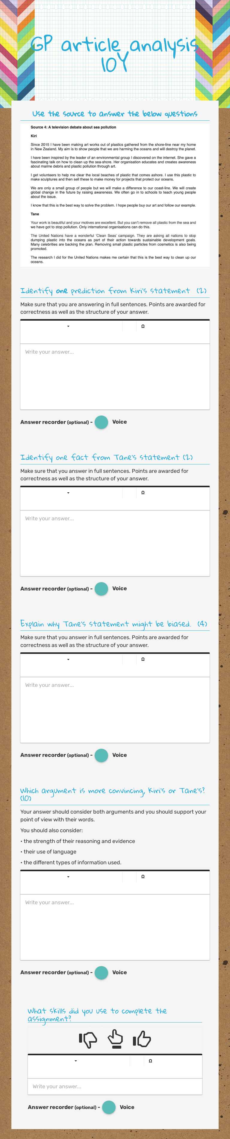 GP article analysis 10Y worksheet preview image