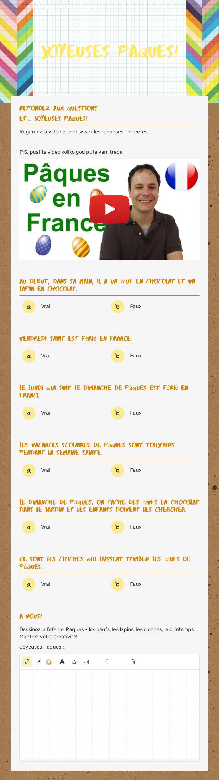 JOYEUSES PAQUES! Grade 5 worksheet preview