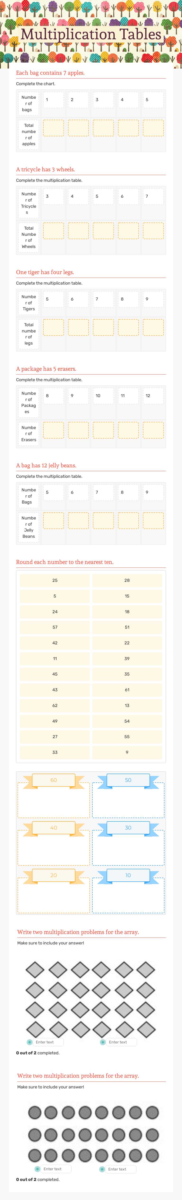 Multiplication Tables worksheet preview image