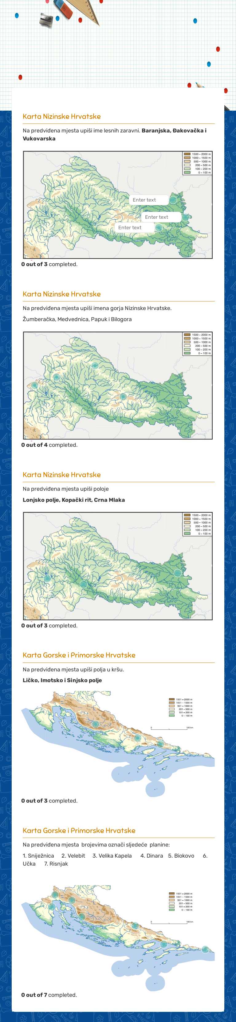 Reljef Hrvatske - ispravak ispita worksheet preview image
