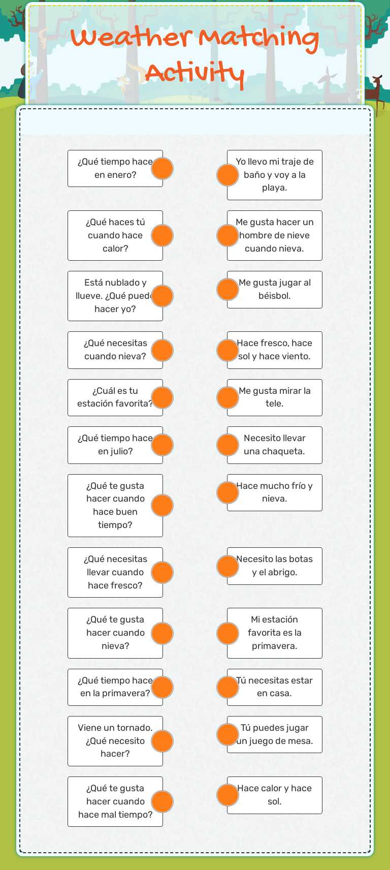 Weather Matching Activity worksheet preview image