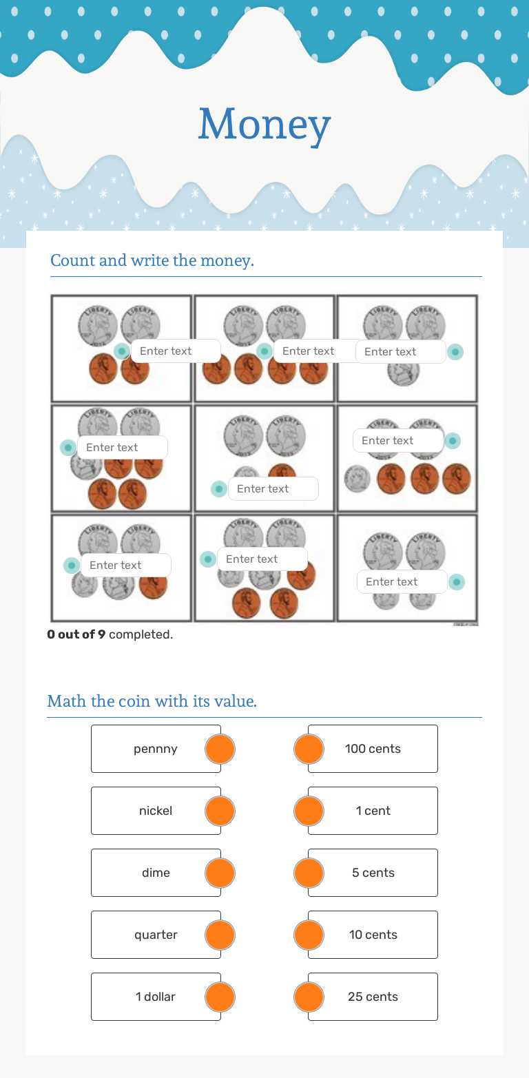 Money Grade 2 worksheet preview