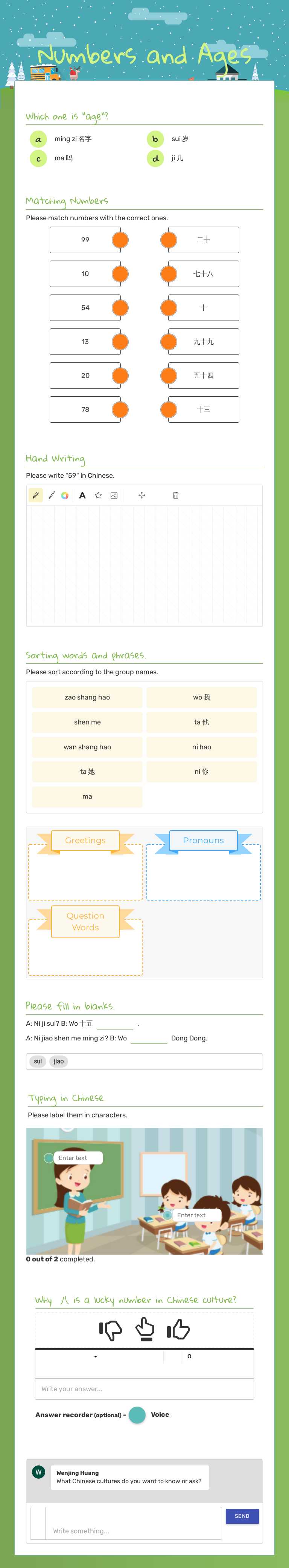 Numbers and Ages worksheet preview image