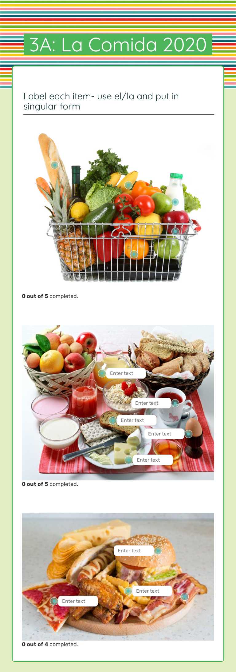 3A: La Comida 2020 worksheet preview image