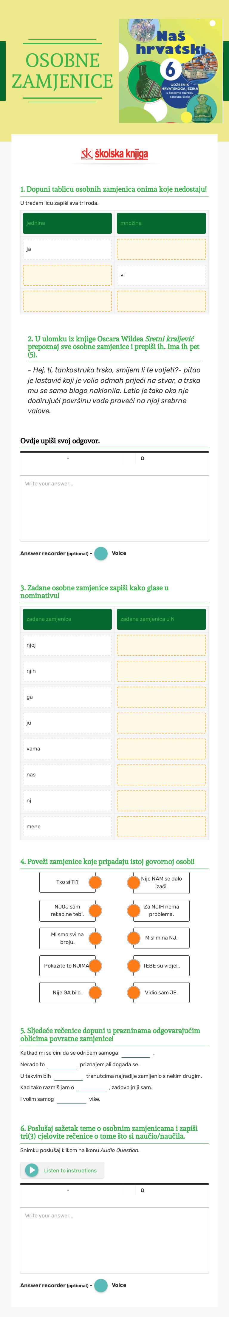 OSOBNE ZAMJENICE worksheet preview image