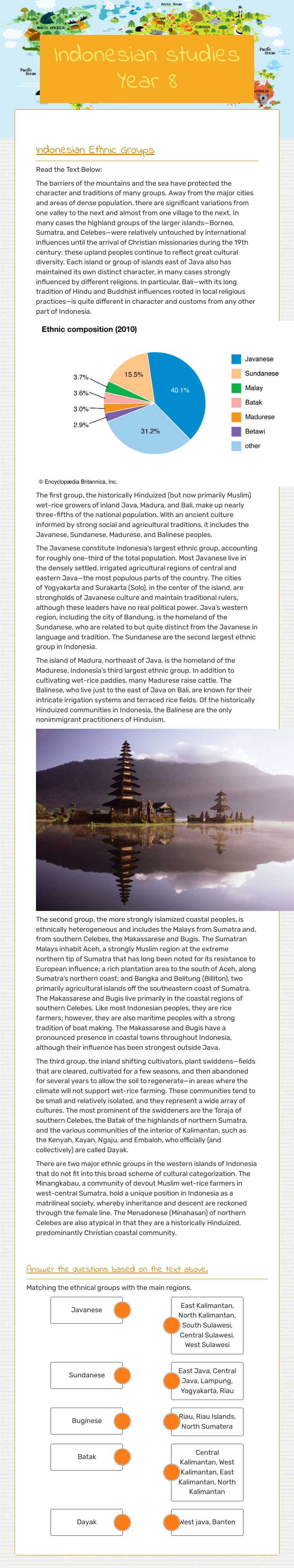 Indonesian studies Year 8 worksheet preview image
