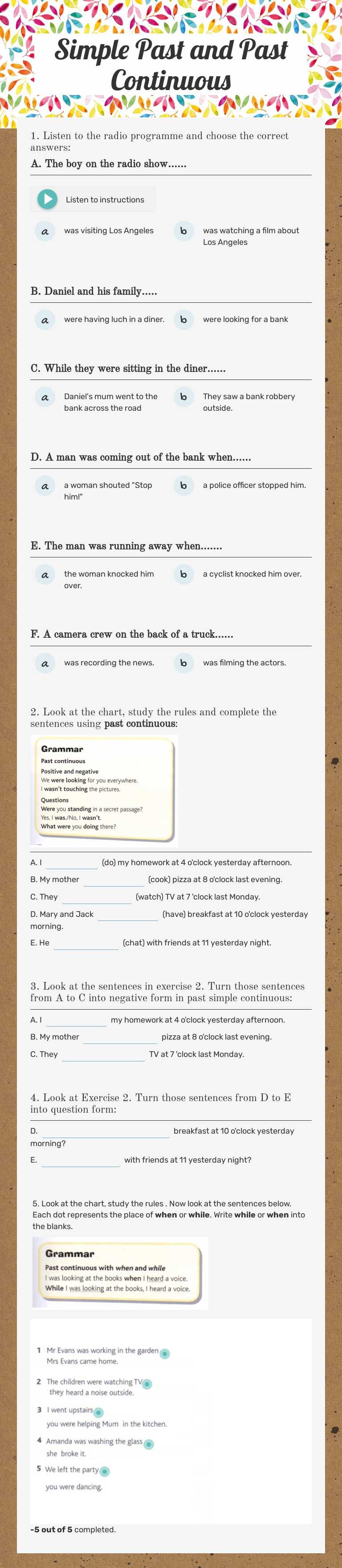Boost your English skills! Practice simple past & past continuous ...
