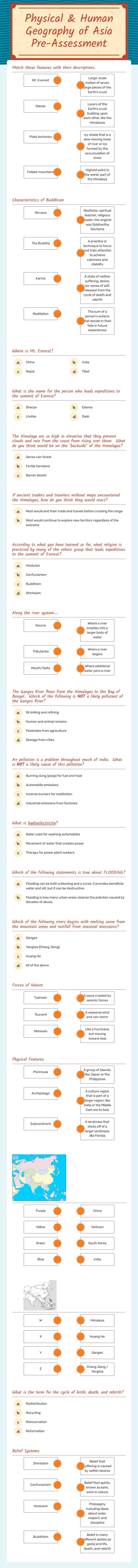 Physical & Human Geography of Asia
Pre-Assessment worksheet preview image