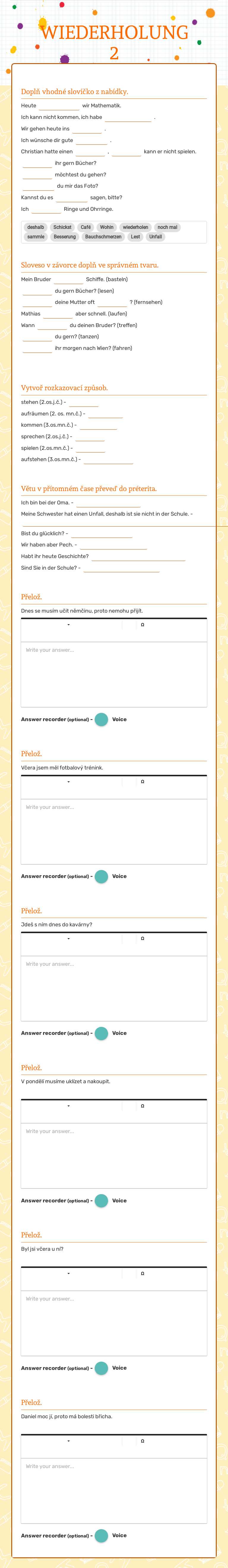 WIEDERHOLUNG 2 worksheet preview image