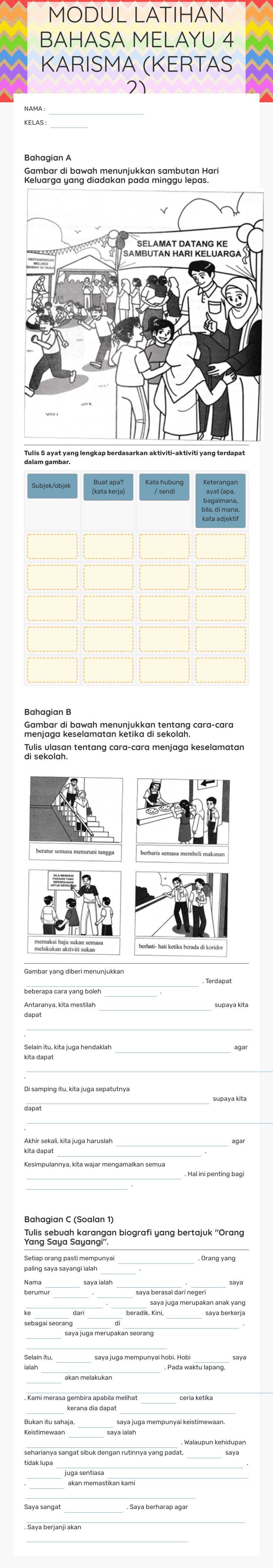 MODUL LATIHAN BAHASA MELAYU 4 KARISMA (KERTAS 2) worksheet preview
