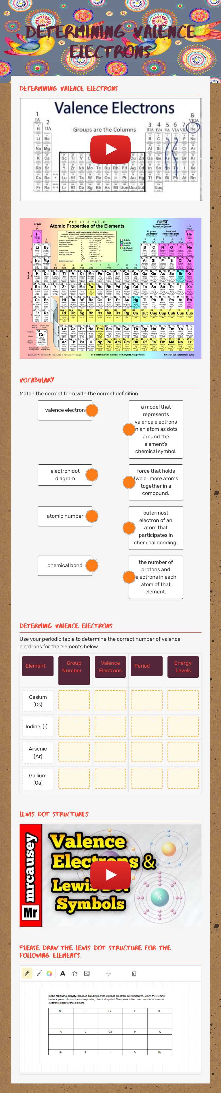 Determining Valence Electrons worksheet preview image
