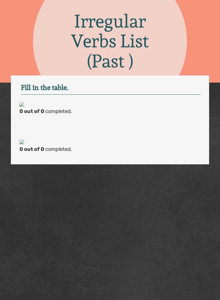 Irregular Verbs List (Past ) worksheet preview image
