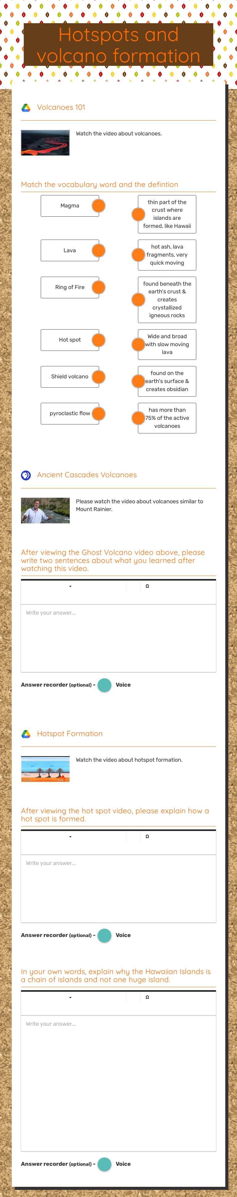 Hotspots and volcano formation worksheet preview image