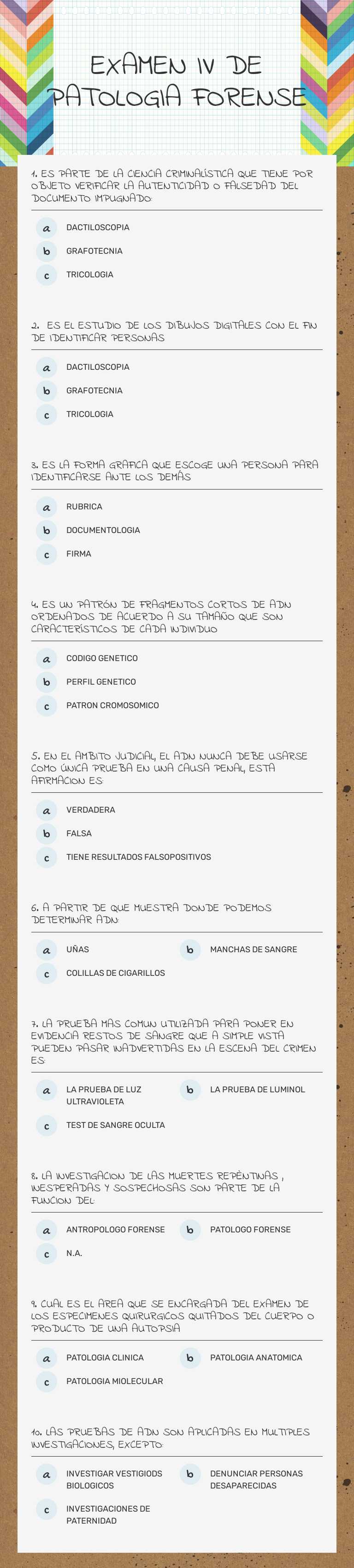EXAMEN IV DE PATOLOGIA FORENSE worksheet preview image
