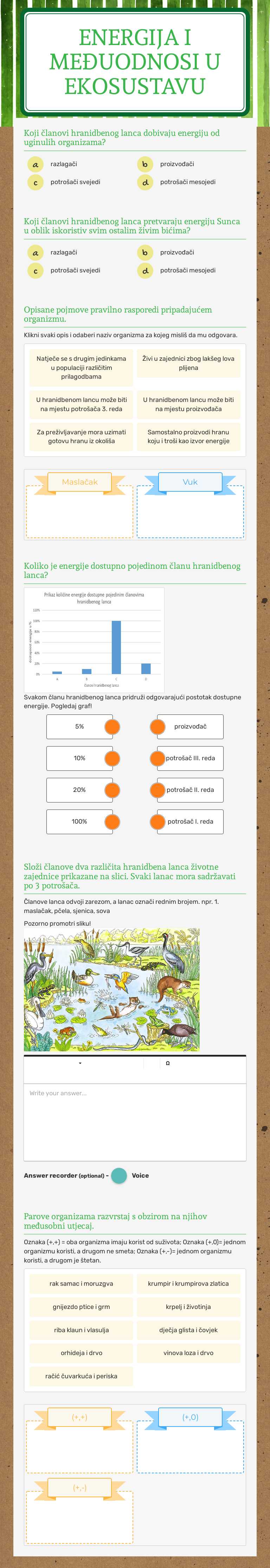 Energija i međuodnosi u ekosustavu Grade 6 worksheet preview