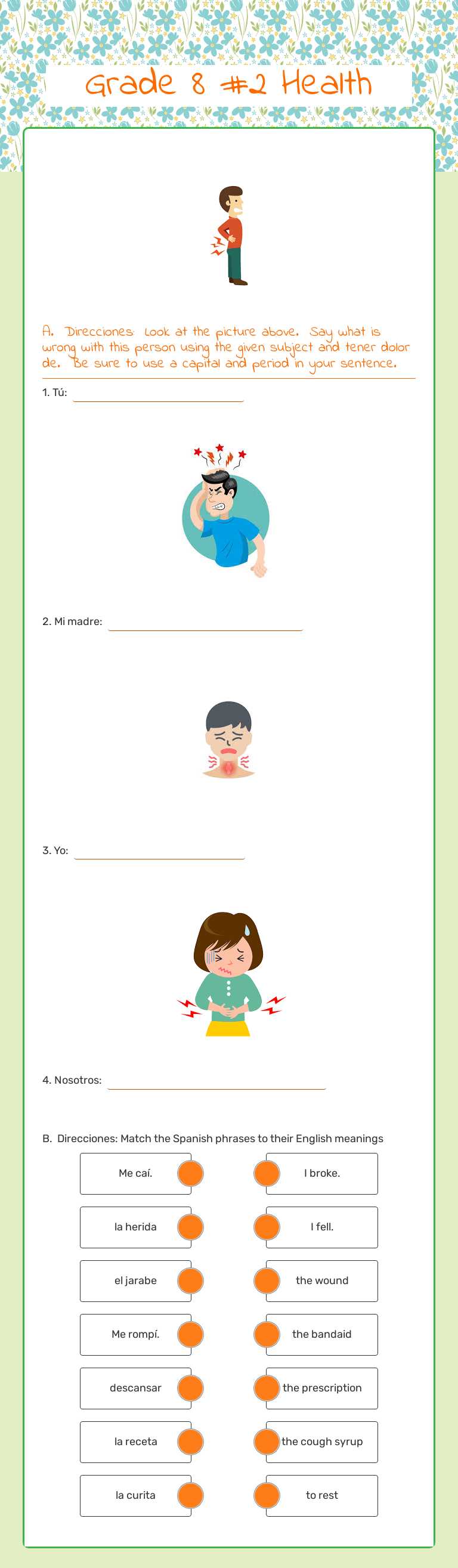 Grade 8 #2 Health worksheet preview image