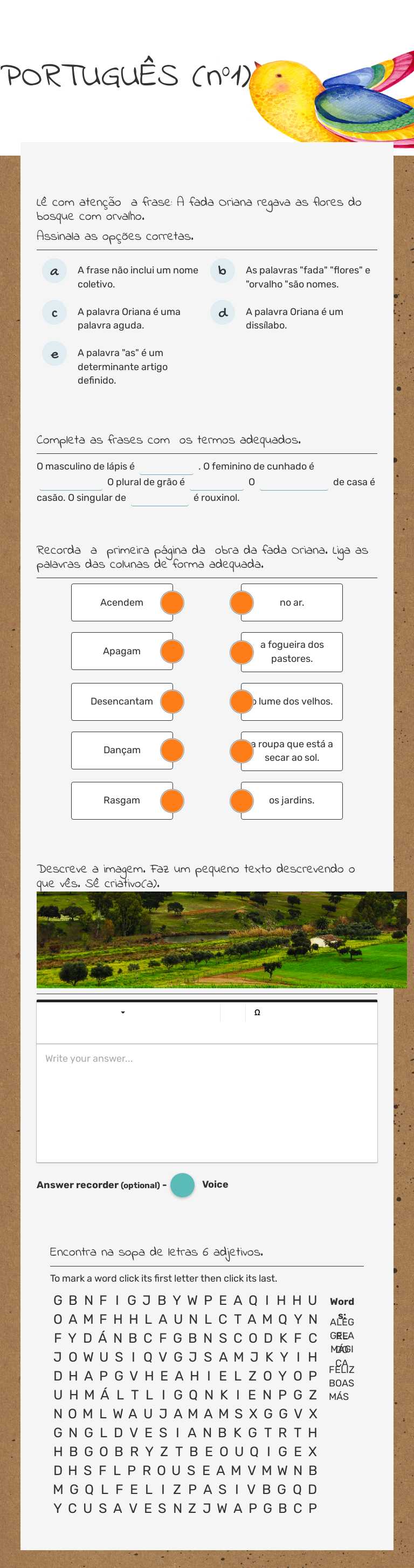 PORTUGUÊS (nº1) worksheet preview image
