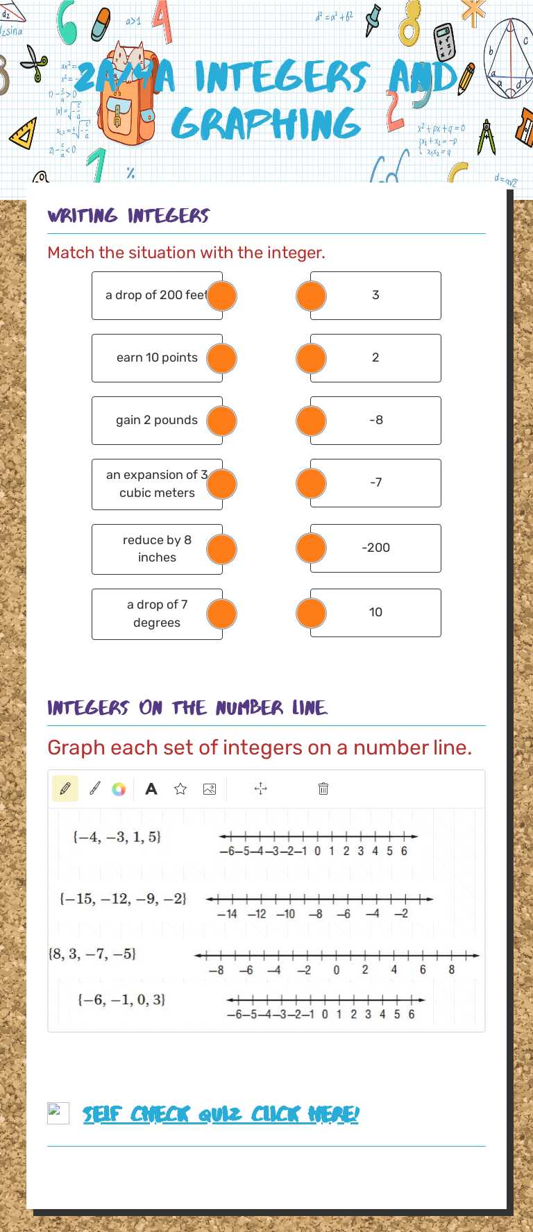 2A/4A Integers and Graphing worksheet preview image
