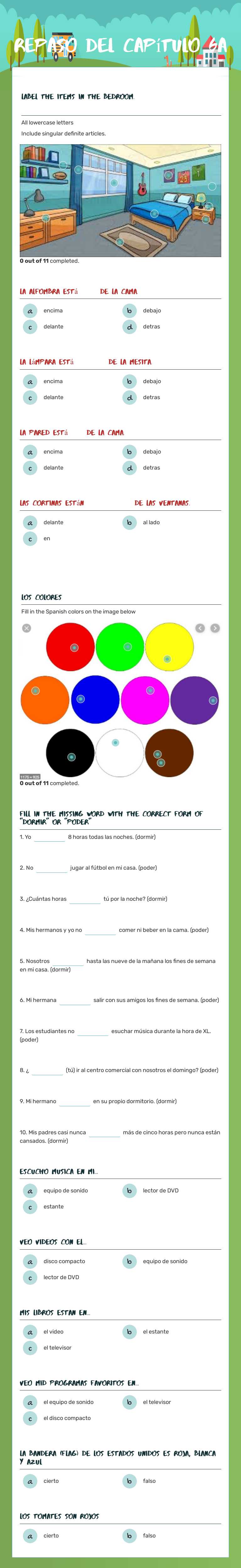 Repaso del Capítulo 6A worksheet preview image