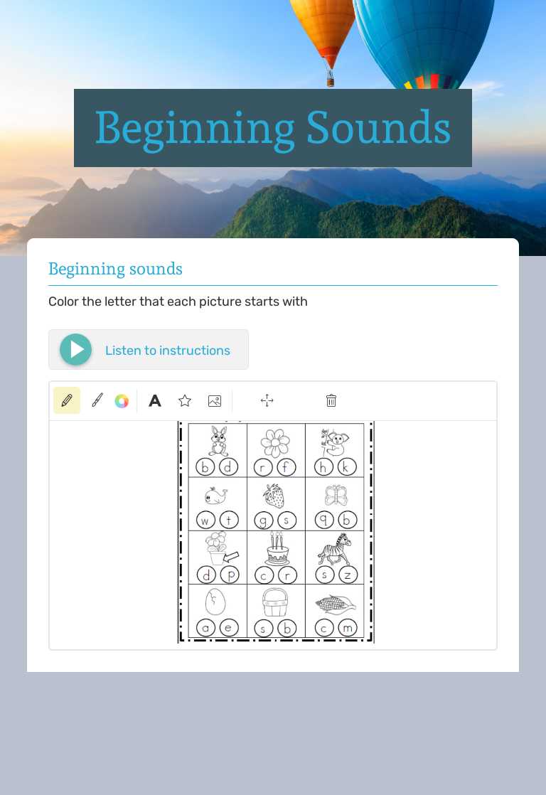 Beginning Sounds worksheet preview image