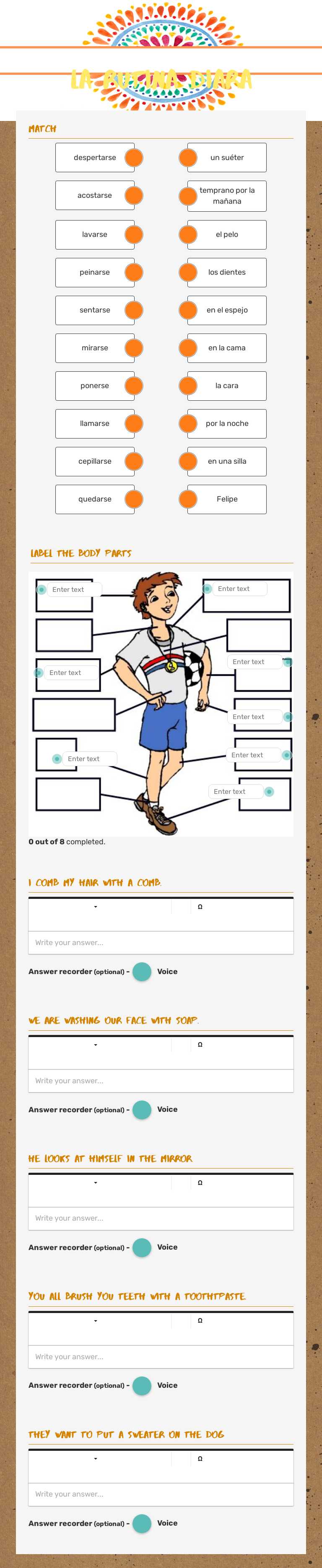 La rutina DIara worksheet preview image
