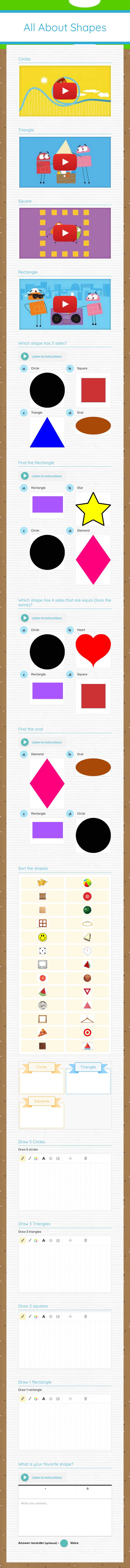 All About 
Shapes Grade 1 worksheet preview