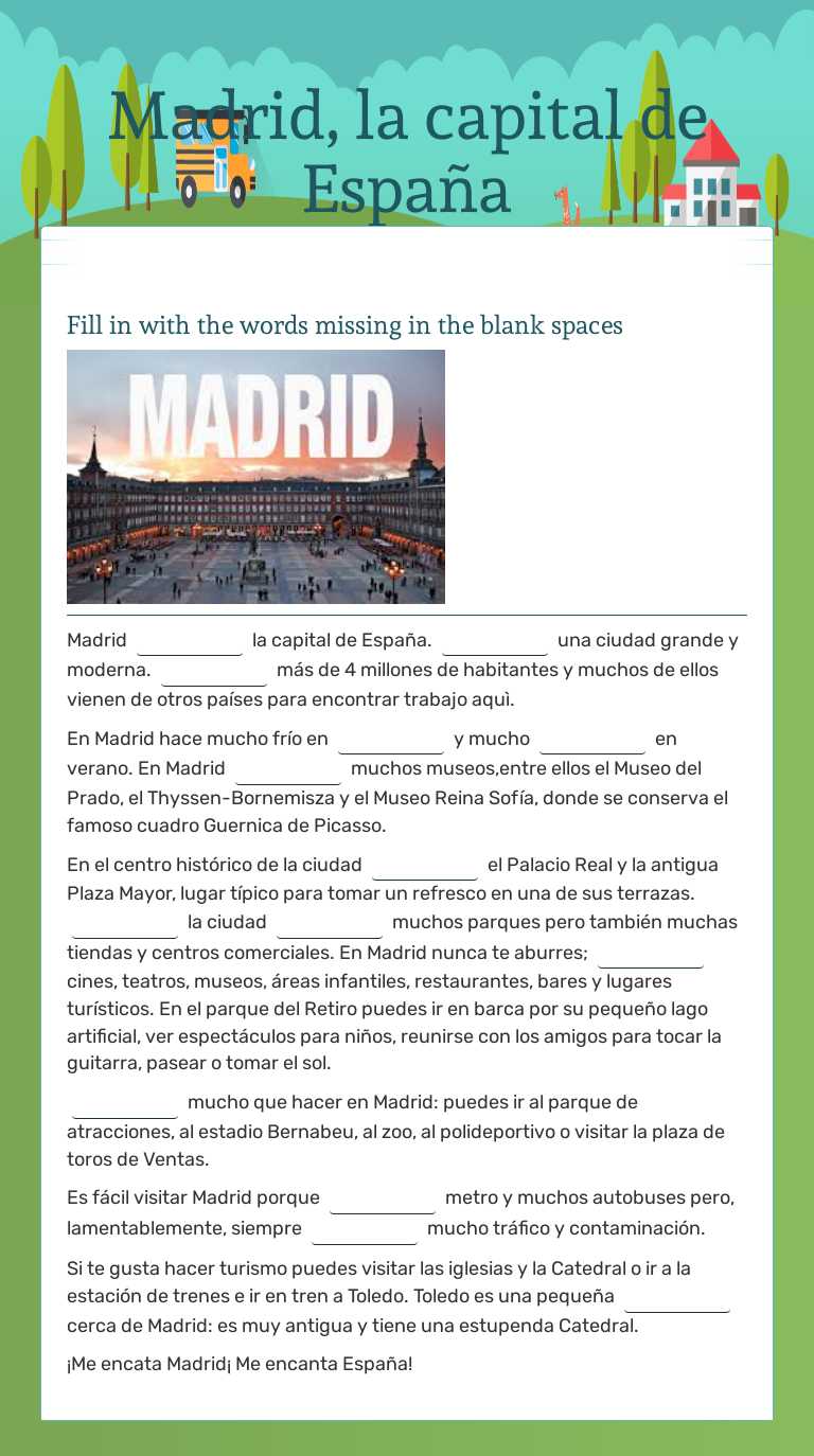 Madrid, la capital de España worksheet preview image