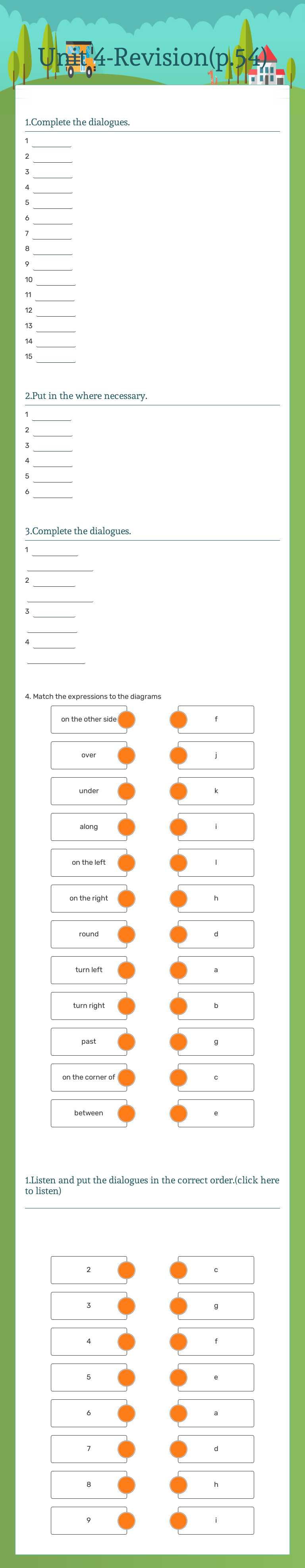 Unit 4-Revision(p.54) Grade 6 worksheet preview