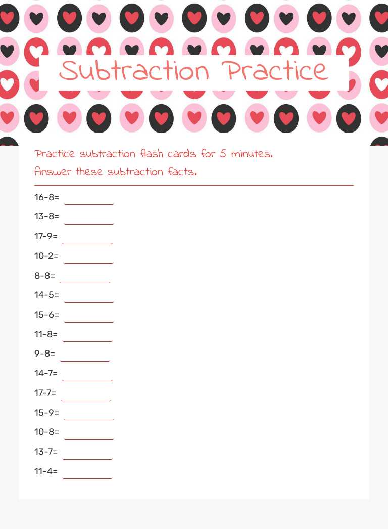 Subtraction Practice Grade 2 worksheet preview
