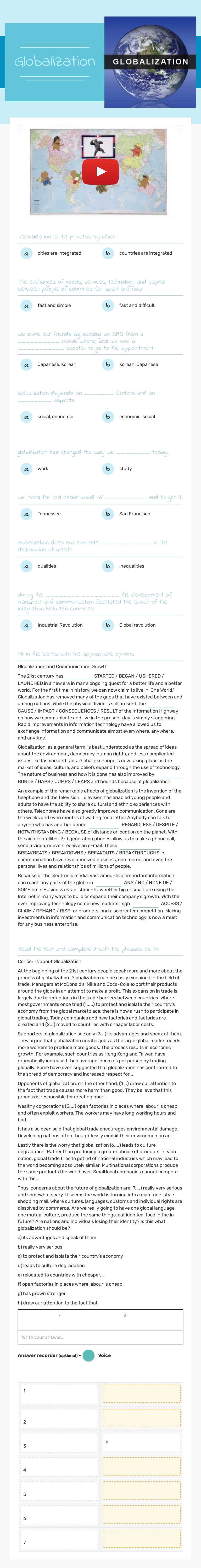 Globalization Grade 11 worksheet preview