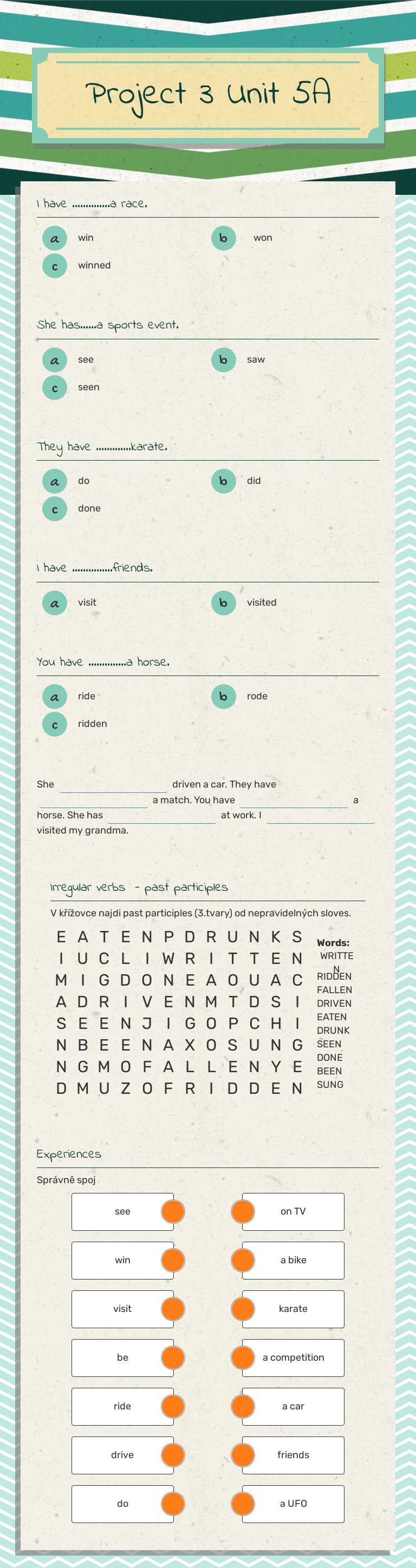 Project 3 Unit 5A worksheet preview