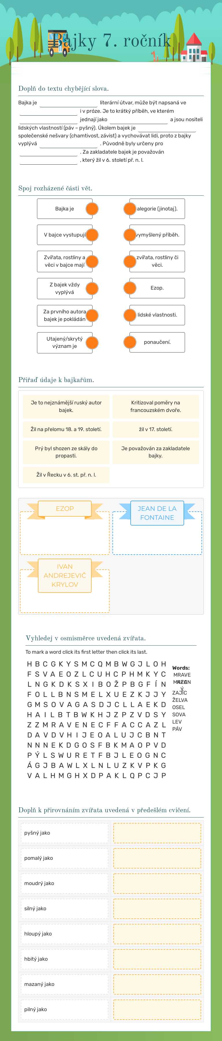 Bajky                                                        
 7. ročník worksheet preview image