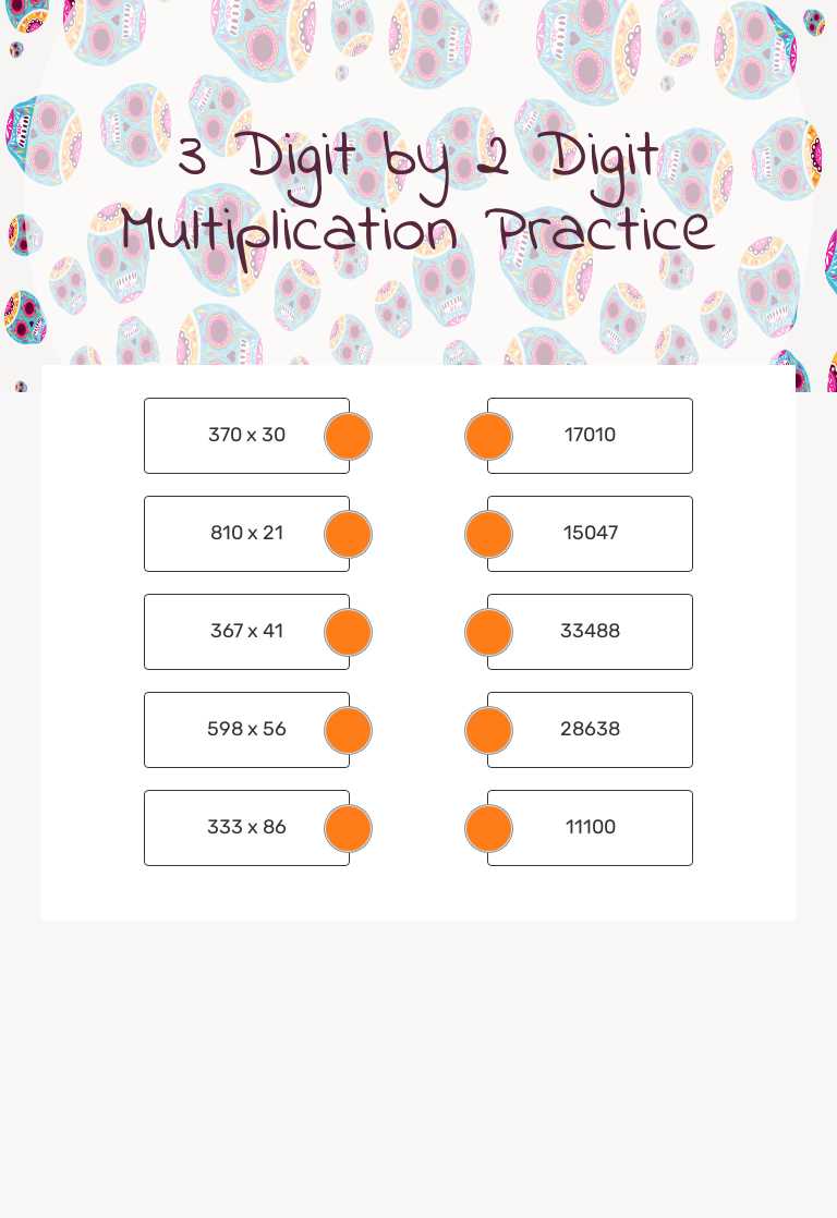 3 Digit by 2 Digit Multiplication Practice Grade 5 worksheet preview